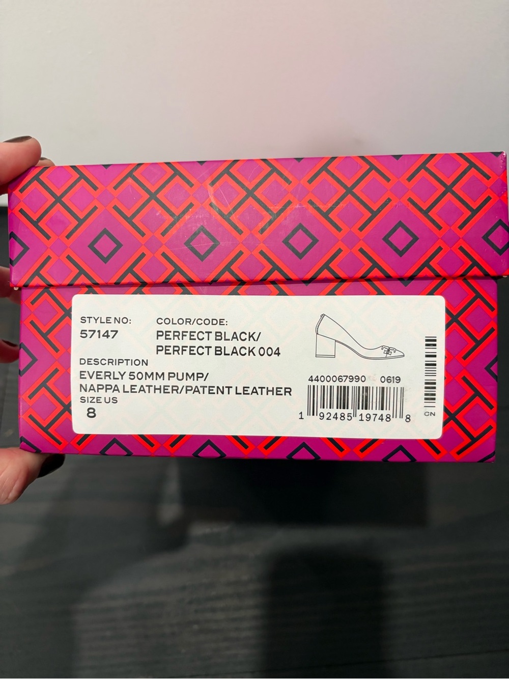 Tory Burch Black Leather & Patent Logo Ballet Flats - Picture 4 of 5
